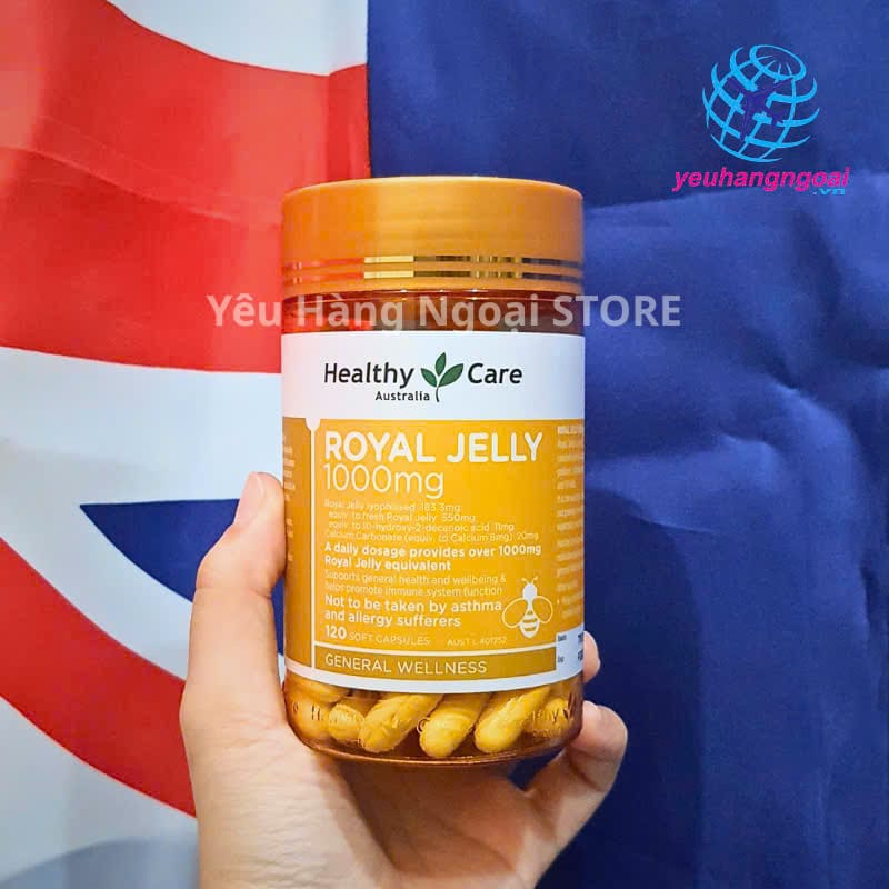 Sữa Ong Chúa Healthy Care Royal Jelly 1000mg 120 viên làm đẹp da của Úc.