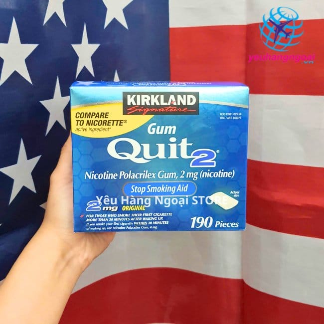Kẹo Cai Thuốc Lá Quit 2 Original Nicotine Polacrilex Gum 2mg 190 Viên Của Kirkland Signature Mỹ.