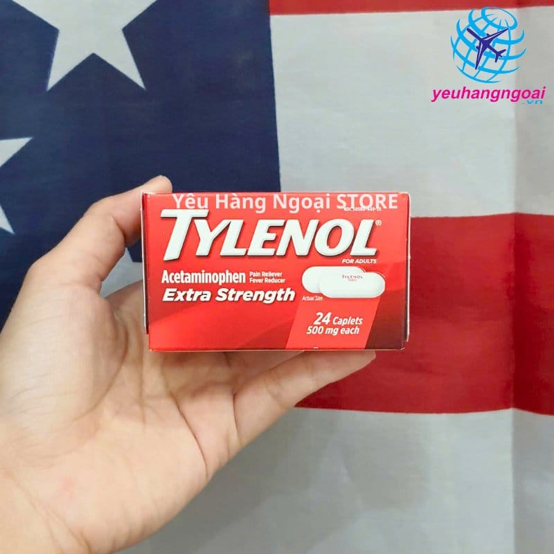 Viên Uống Giảm Đau, Hạ Sốt Tylenol Extra Strength 500mg 24 Viên Của Mỹ.