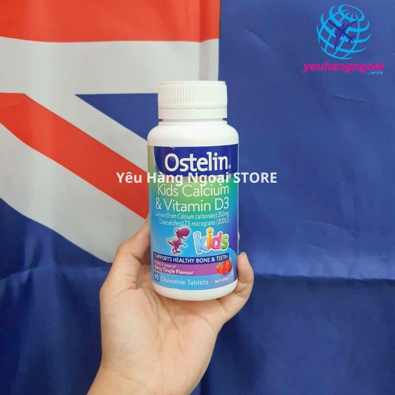Viên Nhai Bổ Sung Calcium & Vitamin D3 Cho Bé Trên 2 Tuổi Ostelin Kids 90 Viên Của Úc.