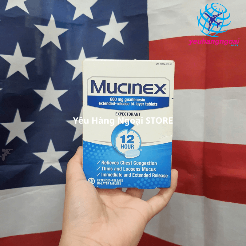 Viên Uống Cắt Cơn Ho Có Đàm, Tức Ngực Mucinex 600mg 20 Viên Của Mỹ